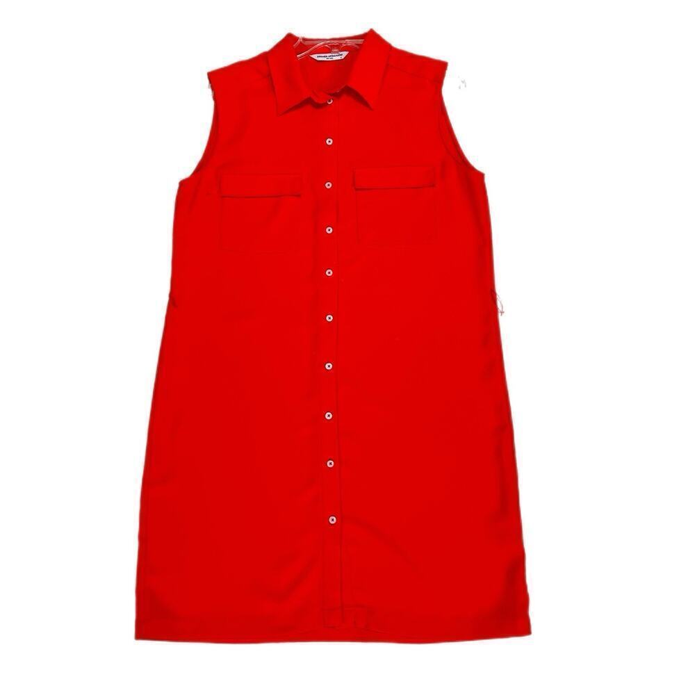 Amanda Uprichard Shirt Dress Orange Sleeveless Size M Knee Length Old Money